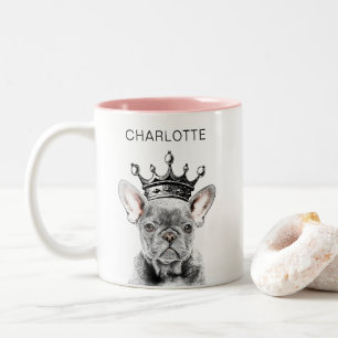 Chic French Bulldog Frenchie Crown Two-Tone Coffee Mug