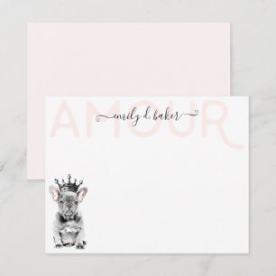Chic French Bulldog Frenchie Love Royal Stationery Card