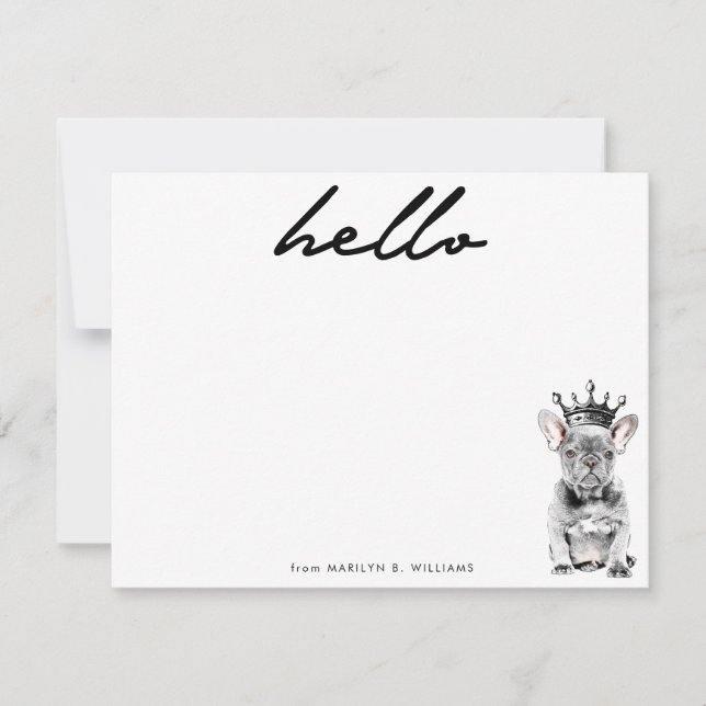 Chic French Bulldog Frenchie Love Royal Stationery Card (Front)