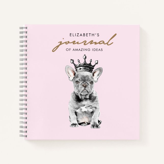 Chic French Bulldog Frenchie Royal Pink Notebook (Front)
