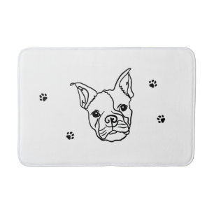 Chic French Bulldog Line Art: Edit Your Text Bath Mat