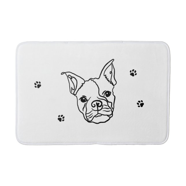 Chic French Bulldog Line Art: Edit Your Text Bath Mat (Front)
