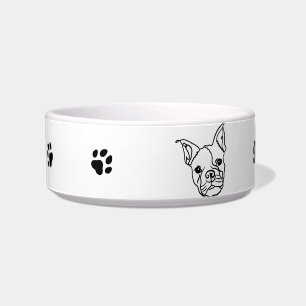 Chic French Bulldog Line Art: Edit Your Text Bowl
