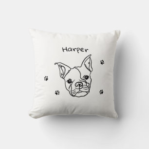 Chic French Bulldog Line Art: Edit Your Text Cushion
