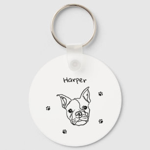 Chic French Bulldog Line Art: Edit Your Text Key Ring