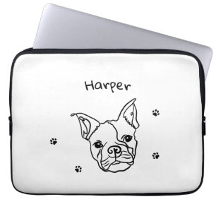 Chic French Bulldog Line Art: Edit Your Text Laptop Sleeve