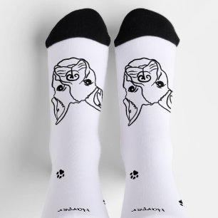 Chic French Bulldog Line Art: Edit Your Text Socks
