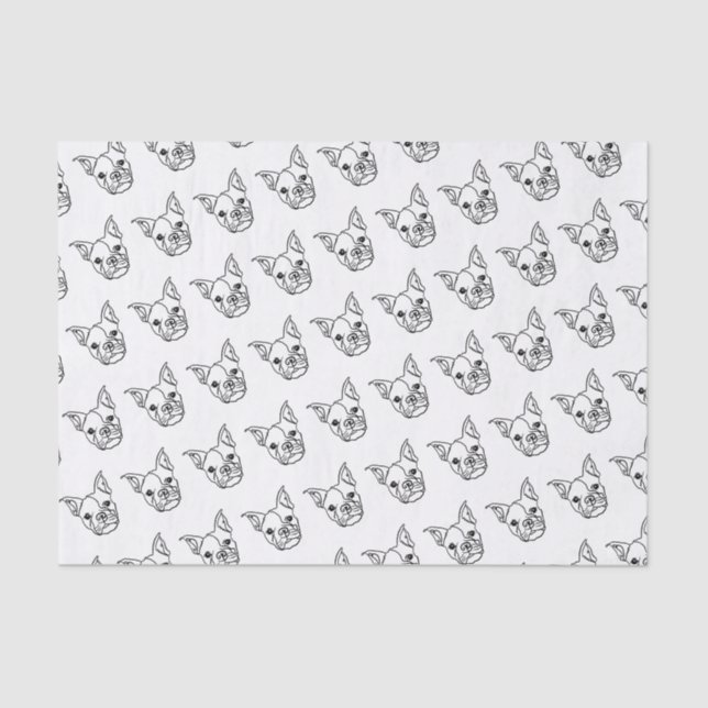Chic French Bulldog Line Art: Edit Your Text Tissue Paper (Front)