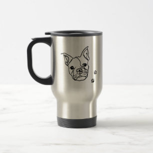 Chic French Bulldog Line Art: Edit Your Text Travel Mug