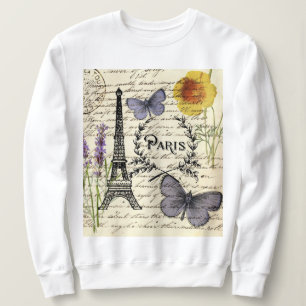 chic french butterfly scripts paris eiffel tower sweatshirt