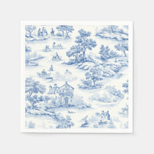 Chic French Cottage Style Blue Toile de Jouy Retro Napkin