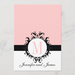 Chic French Damask Monogram Wedding Invitation