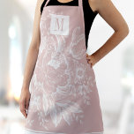 Chic French Farmhouse Peony Monogram Light Pink Apron<br><div class="desc">Personalise this chic,  modern adult apron with your monogram! This elegant apron has your custom initials on a gorgeous light pink floral peony vintage french farmhouse design.</div>