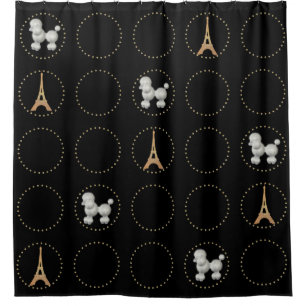 Chic French Inspired Black Shower Curtain