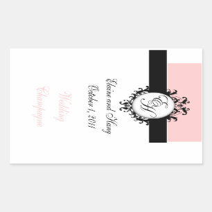 Chic French Monograms Damask Champagne Labels