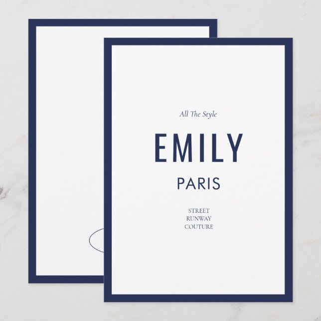 Chic French Navy Beauty / Fashion Brand Note Card (Front/Back)
