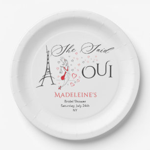 Chic French Parisian She Said Oui Bridal Shower Paper Plate