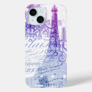 chic french purple chandelier paris eiffel tower iPhone 15 case