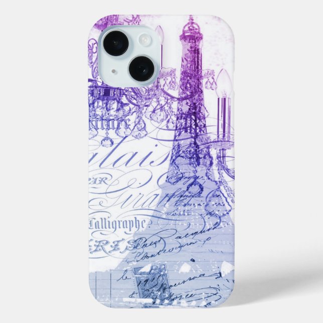 chic french purple chandelier paris eiffel tower Case-Mate iPhone case (Back)