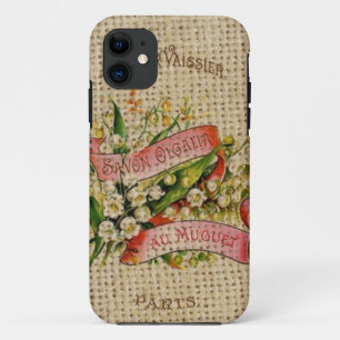 Chic french scripts victorian floral wreath Paris iPhone 11 Case