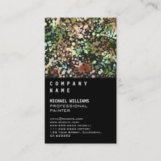 Chic Fresh Leaves Black - Simple Metal Elegant Business Card
