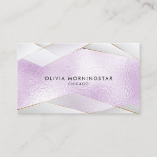 Chic Frosted Lilac Glass Gold White Facets Business Card