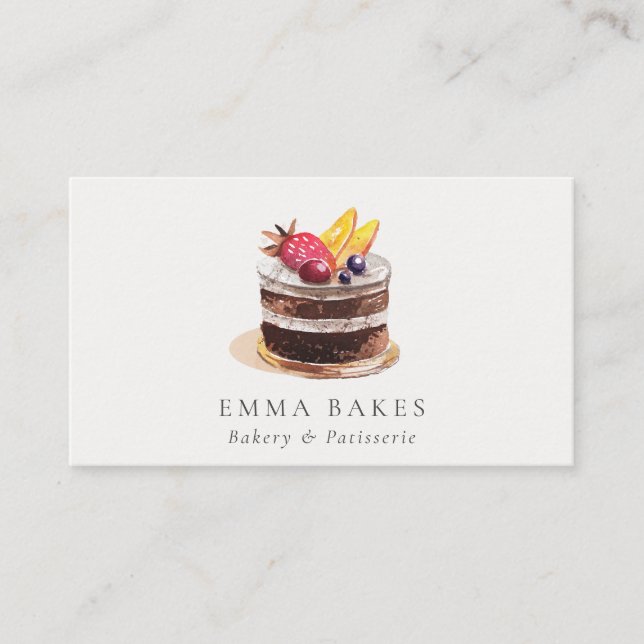 CHIC FRUIT FLORAL CAKE PATISSERIE CUPCAKE BAKERY BUSINESS CARD (Front)
