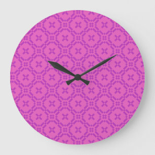 Chic Fuchsia on Pink Welsh Tapestry Pattern Large Clock