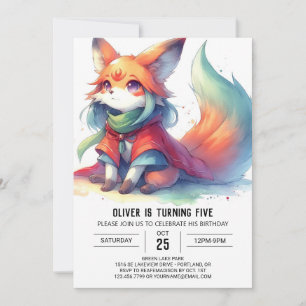 Chic Fun Fox Birthday Invitation