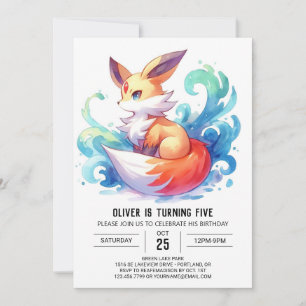 Chic Fun Fox Birthday Invitation