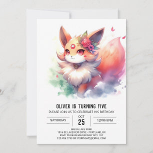 Chic Fun Fox Birthday Invitation
