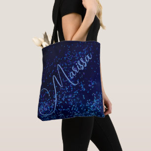 Chic Fun Personalised Blue Confetti Tote Bag