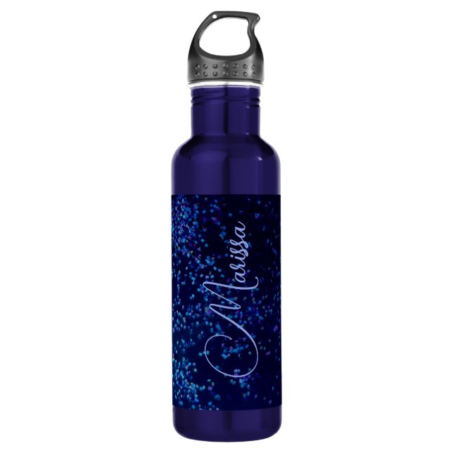Chic Fun Personalised Midnite Blue Confetti   710 Ml Water Bottle (Front)