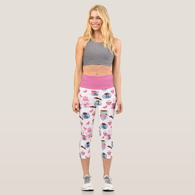 Chic Fun Tea Party Capri Leggings (Front)