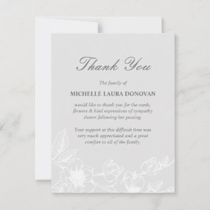 Chic Funeral Photo Thank You Note Silver Magnolia