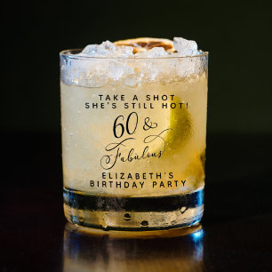 Chic Funny 60th Birthday Party Whiskey Glass