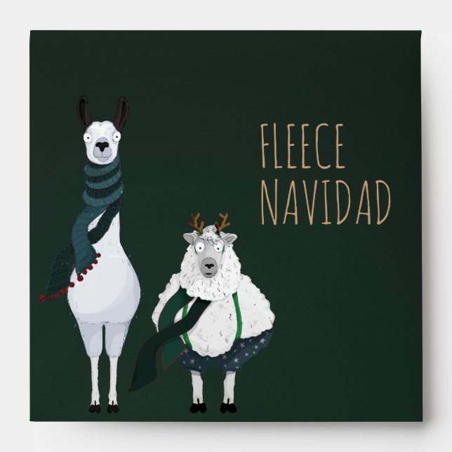 Chic Funny Fleece Navidad Dark Green Customizable  Envelope (Front)