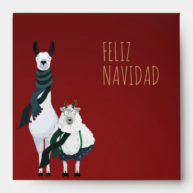 Chic Funny Fleece Navidad Deep Red Customizable   Envelope (Front)