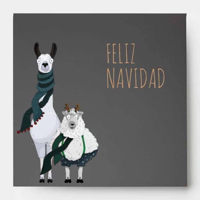 Chic Funny Fleece Navidad Grey Customisable Envelope (Front)