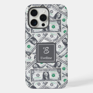 Chic funny gift for cash fans with monogram design iPhone 15 pro max case