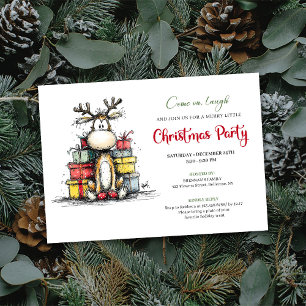 Chic funny reindeer Christmas party invitation