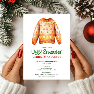 Chic Funny Ugly Sweater Holiday Party Invite
