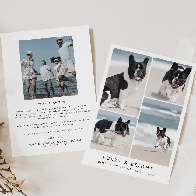 Chic Furry and Bright New Puppy Photo Christmas Holiday Card (Creator Uploaded)