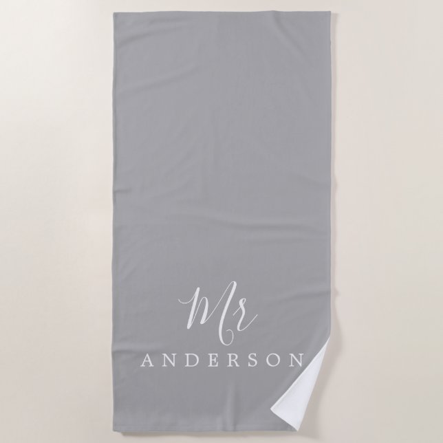 Chic Future Mr Grey Monogram Beach Towel (Front)