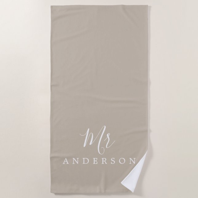 Chic Future Mr Grey Monogram Beach Towel (Front)