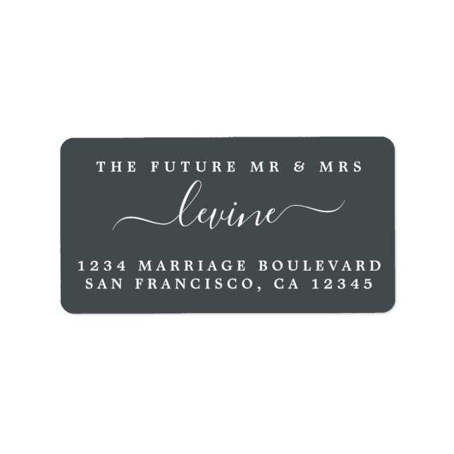 Chic Future Mr Mrs Black Wedding Return Address Label (Front)