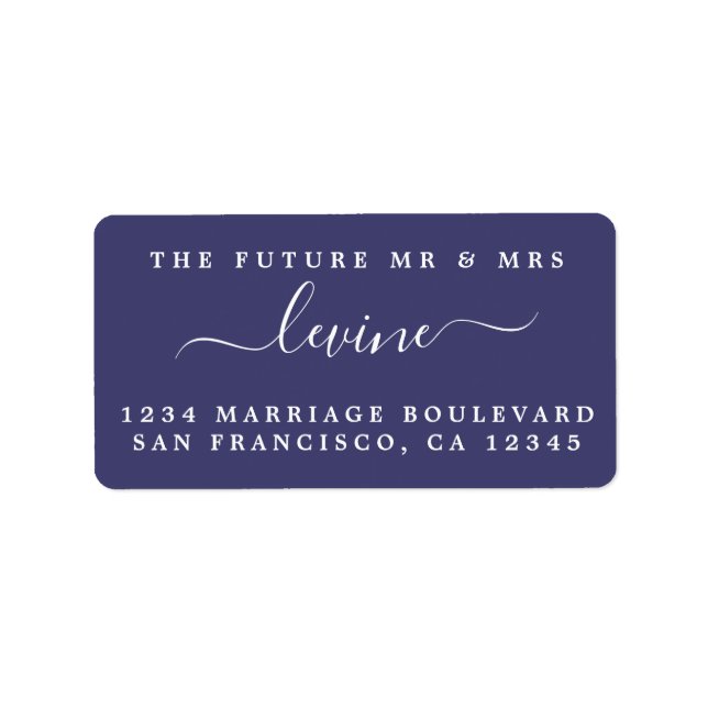 Chic Future Mr Mrs Blue Wedding Return Address Label (Front)