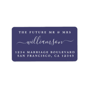 Chic Future Mr Mrs Blue Wedding Return Address Label