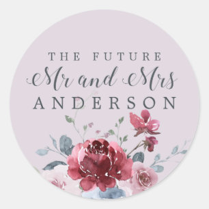 Chic Future Mr Mrs Burgundy Floral Envelope Seal