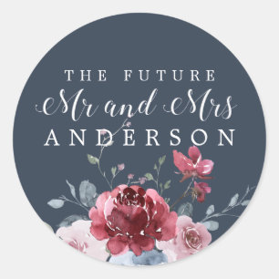 Chic Future Mr Mrs Burgundy Floral Envelope Seal